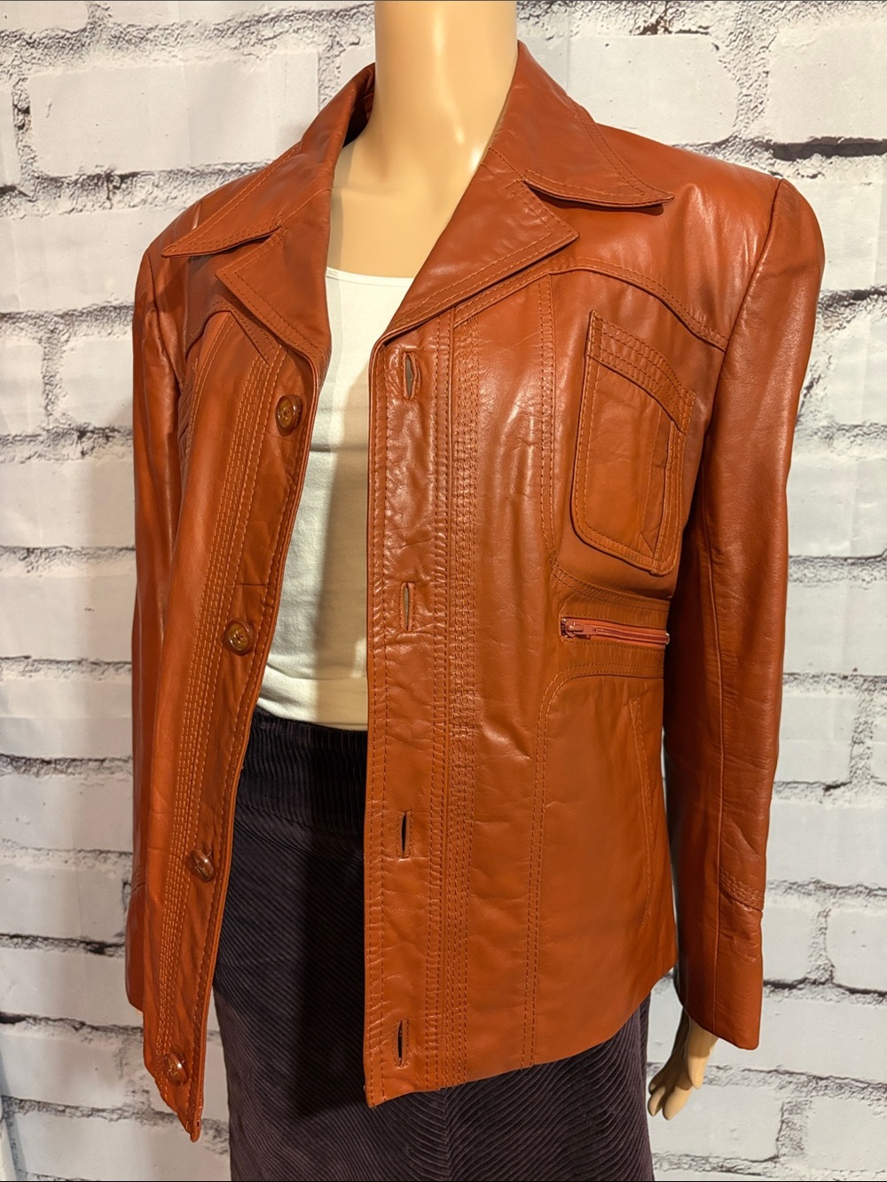 Vintage Brown Leather Golden Collection by Raffaelo Size 42 Sz Large